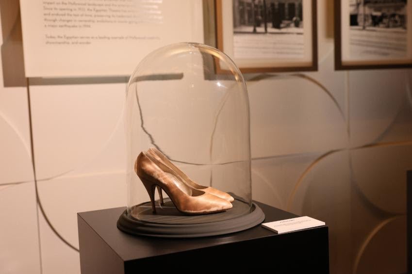 Salvatore Ferragamo pumps that belonged to Marilyn Monroe, on display at a Ferragamo and Criterion Collection screening of Some Like It Hot at the Egyptian Theatre. Source: Ferragamo
