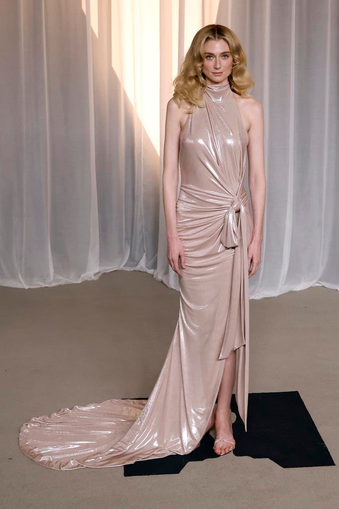 Elizabeth Debicki wearing custom Balmain at the Academy Museum Gala. Source: Getty