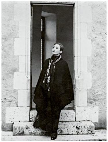 Huguette Caland in Stone Doorway, France, 1970. Source: Huguette Caland Estate