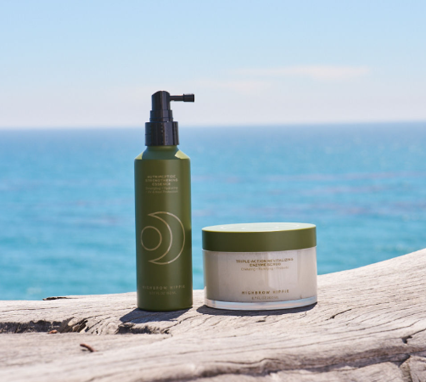 Highbrow Hippie Nutripeptide Strengthening Essence and Triple-Action Revitalizing Enzyme Scrub. Source: Highbrow Hippie