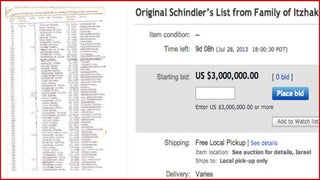 Original Schindler’s List Up for Auction on eBay for $3M+
