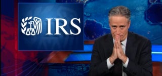 ‘The Daily Show:’ Jon Stewart Revels in Irony of IRS Being Audited, Spoofs its Spoof Vids (Video)