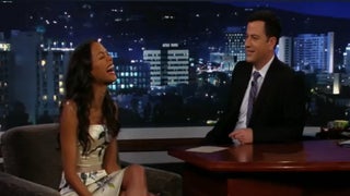 Zoe Saldana Reveals ‘Star Trek Into Darkness’ Clip – and a Hangover – on ‘Jimmy Kimmel Live’