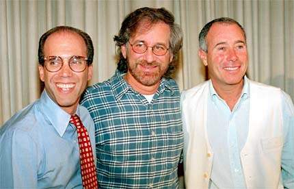 Image result for David Geffen, Jeffrey Katzenberg, dan Steven Spielberg.
